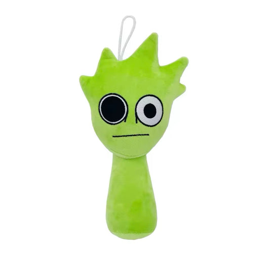 Lime The Sprunki Plush Green plush toy with large eyes on a white background