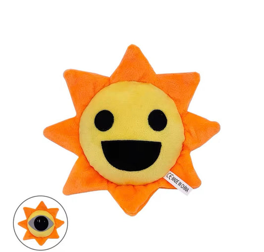 Mr Sun Plush sun-shaped toy with a smiling face on a white background