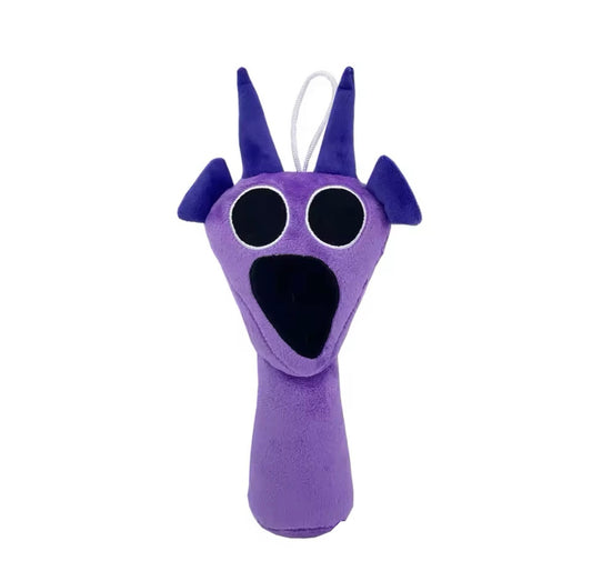 Durple Horror Sprunki, Purple plush toy with a face on a white background