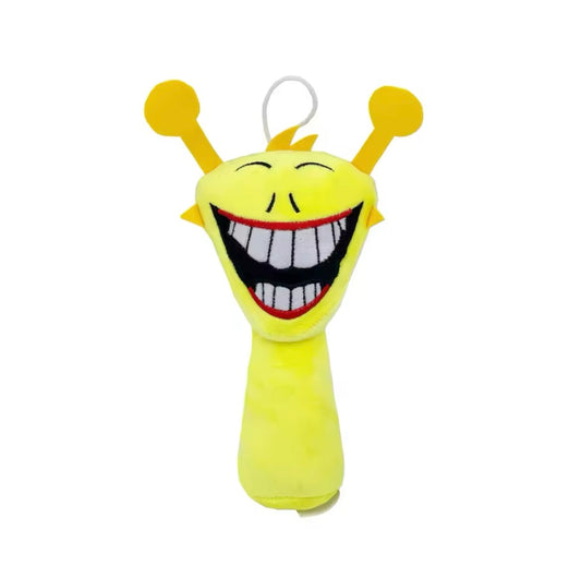 Sprunki Simon Horror, Yellow plush toy with a smiling face and antenna-like appendages on a white background