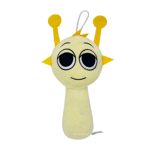 Simon Sprunki Plush toy with a face and yellow antennae on a white background