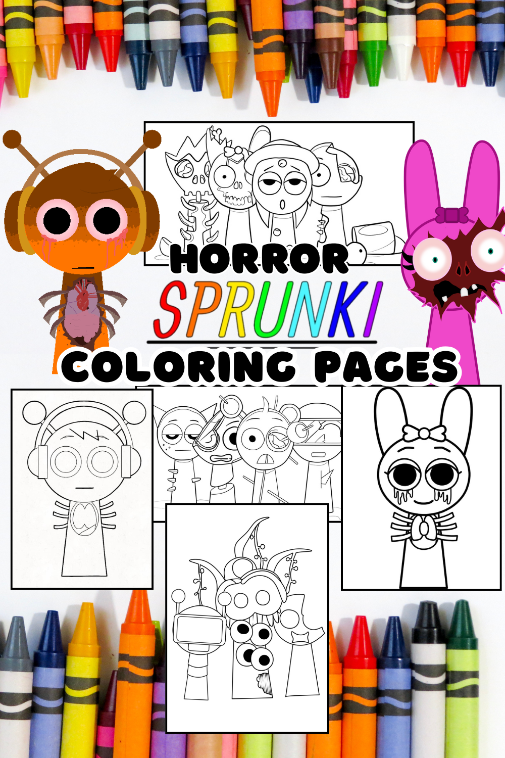 Sprunki Horror Coloring Pages for Kids Printable
